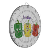 Niedlicher Glockenpfeffer capsicum trio singend Ca Dartscheibe (Vorderseite Links)