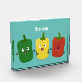 Niedlicher Glockenpfeffer capsicum trio singend Ca Fotoblock (Links)