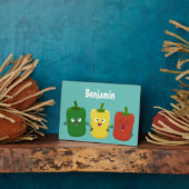 Niedlicher Glockenpfeffer capsicum trio singend Ca Fotoplatte (Seite)