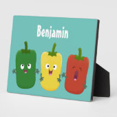 Niedlicher Glockenpfeffer capsicum trio singend Ca Fotoplatte (Seite)