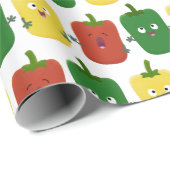 Niedlicher Glockenpfeffer capsicum trio singend Ca Geschenkpapier (Rolleneckpunkt)