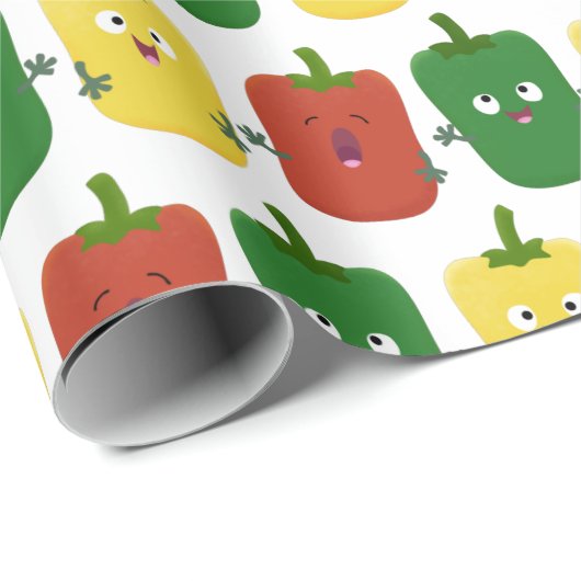 Niedlicher Glockenpfeffer capsicum trio singend Ca Geschenkpapier (Rolleneckpunkt)