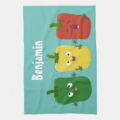 Niedlicher Glockenpfeffer capsicum trio singend Ca Geschirrtuch (Vertikal)