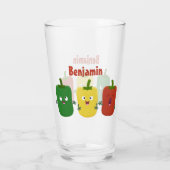 Niedlicher Glockenpfeffer capsicum trio singend Ca Glas (Rückseite)