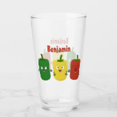 Niedlicher Glockenpfeffer capsicum trio singend Ca Glas (Vorderseite)