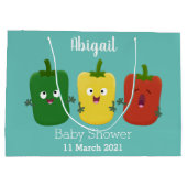 Niedlicher Glockenpfeffer capsicum trio singend Ca Große Geschenktüte (Rückseite)