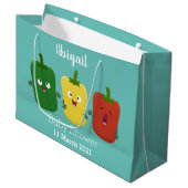 Niedlicher Glockenpfeffer capsicum trio singend Ca Große Geschenktüte (Vorderseite Schrägansicht)
