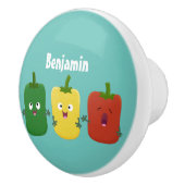 Niedlicher Glockenpfeffer capsicum trio singend Ca Keramikknauf (Rechts)