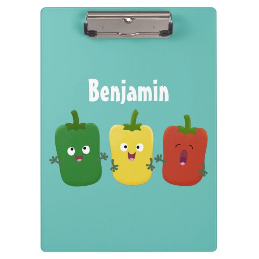 Niedlicher Glockenpfeffer capsicum trio singend Ca Klemmbrett (Vorderseite)