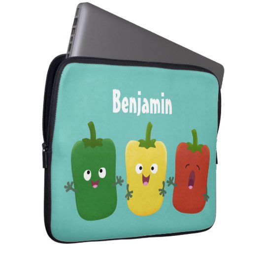 Niedlicher Glockenpfeffer capsicum trio singend Ca Laptopschutzhülle (Vorne Rechts)