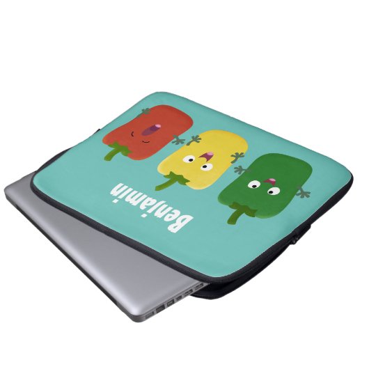 Niedlicher Glockenpfeffer capsicum trio singend Ca Laptopschutzhülle (Vorne Knopf)
