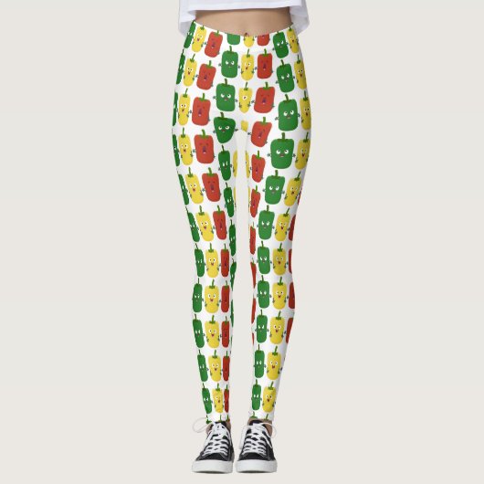 Niedlicher Glockenpfeffer capsicum trio singend Ca Leggings (Vorderseite)
