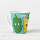 Niedlicher Glockenpfeffer capsicum trio singend Ca Milchtasse (Linke Ecke)