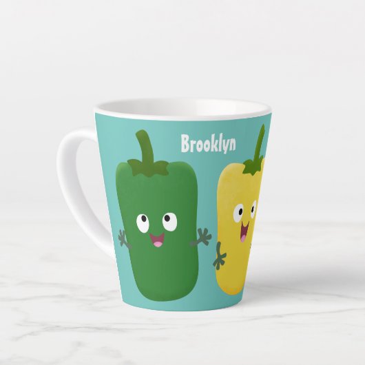 Niedlicher Glockenpfeffer capsicum trio singend Ca Milchtasse (Linke Ecke)