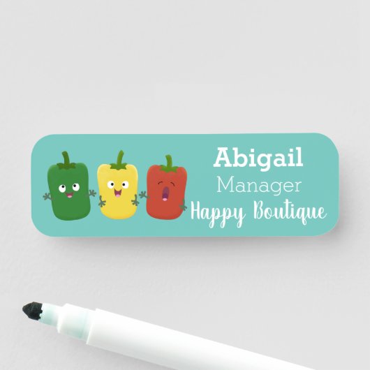 Niedlicher Glockenpfeffer capsicum trio singend Ca Namensschild (Beispiel)