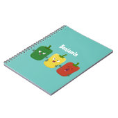 Niedlicher Glockenpfeffer capsicum trio singend Ca Notizblock (Linke Seite)