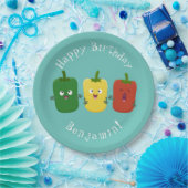 Niedlicher Glockenpfeffer capsicum trio singend Ca Pappteller (Party)