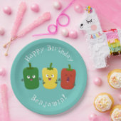 Niedlicher Glockenpfeffer capsicum trio singend Ca Pappteller (Party)