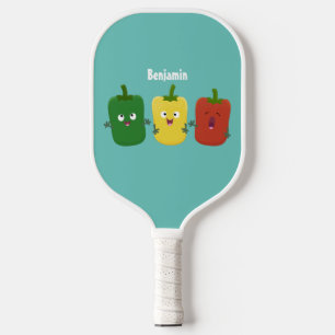 Niedlicher Glockenpfeffer capsicum trio singend Ca Pickleball Schläger