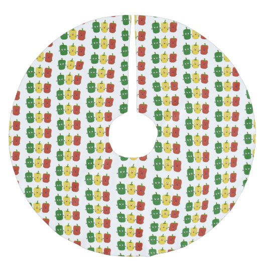 Niedlicher Glockenpfeffer capsicum trio singend Ca Polyester Weihnachtsbaumdecke (Vorderseite)