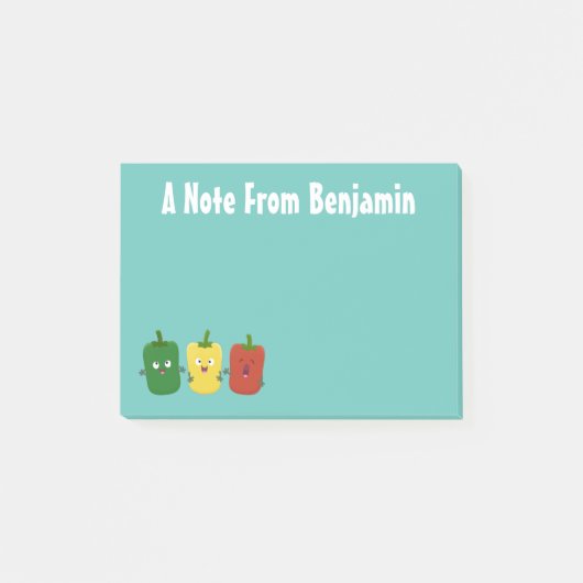 Niedlicher Glockenpfeffer capsicum trio singend Ca Post-it Klebezettel (Vorderseite)
