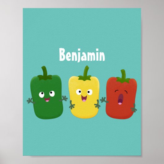 Niedlicher Glockenpfeffer capsicum trio singend Ca Poster (Vorne)