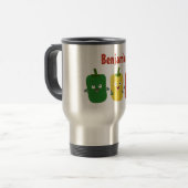 Niedlicher Glockenpfeffer capsicum trio singend Ca Reisebecher (Vorderseite Links)