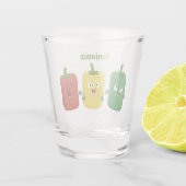 Niedlicher Glockenpfeffer capsicum trio singend Ca Schnapsglas (Rückseite)