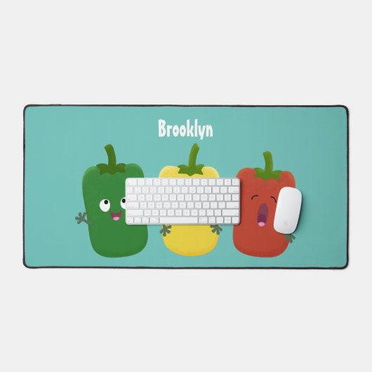 Niedlicher Glockenpfeffer capsicum trio singend Ca Schreibtischunterlage (Tastatur & Maus)