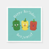 Niedlicher Glockenpfeffer capsicum trio singend Ca Serviette (Vorderseite)