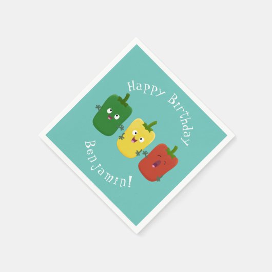 Niedlicher Glockenpfeffer capsicum trio singend Ca Serviette (Ecke)