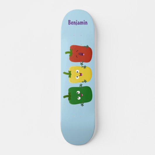 Niedlicher Glockenpfeffer capsicum trio singend Ca Skateboard (Vorne)