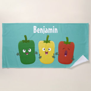 Niedlicher Glockenpfeffer capsicum trio singend Ca Strandtuch
