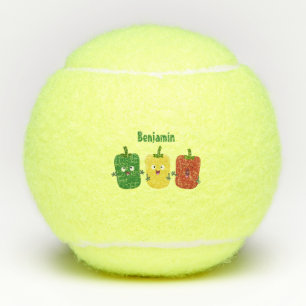 Niedlicher Glockenpfeffer capsicum trio singend Ca Tennisbälle
