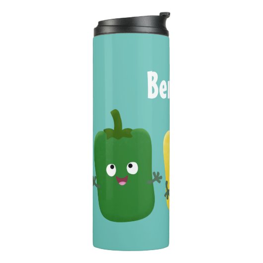 Niedlicher Glockenpfeffer capsicum trio singend Ca Thermosbecher (Nach links gedreht)