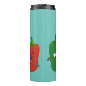 Niedlicher Glockenpfeffer capsicum trio singend Ca Thermosbecher (Rückseite)