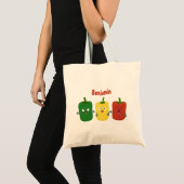 Niedlicher Glockenpfeffer capsicum trio singend Ca Tragetasche (Vorderseite (Produkt))
