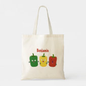 Niedlicher Glockenpfeffer capsicum trio singend Ca Tragetasche (Rückseite)