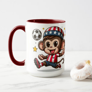 Niedlicher glücklicher Affe Fußballspieler Tasse