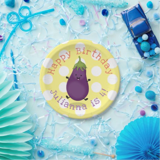 Niedlicher glücklicher Augpflanze personalisierter Pappteller (Party)