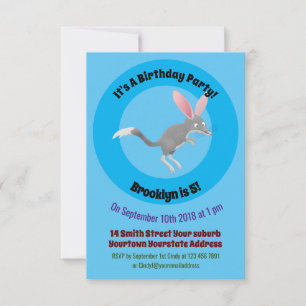 Niedlicher glücklicher australischer Bilby-Cartoon Einladung