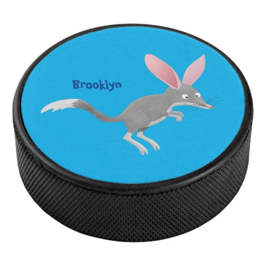 Niedlicher glücklicher australischer Bilby-Cartoon Eishockey Puck (3/4)