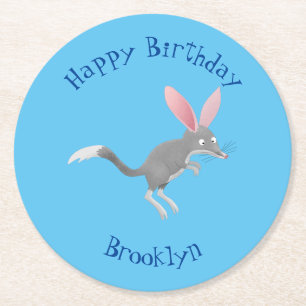 Niedlicher glücklicher australischer Bilby-Cartoon Runder Pappuntersetzer