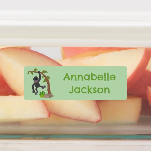 Niedlicher glücklicher Baby Gorilla Cartoon person Etiketten (Befestigt)