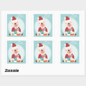 Niedlicher glücklicher Bär Quadratischer Aufkleber (Blatt)