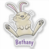 Niedlicher, glücklicher Cartoon des Hasen-Babys Aufkleber (Vorderseite)