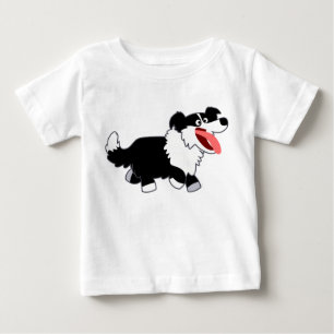 Niedlicher glücklicher Cartoon-Grenzcollie-Baby-T Baby T-shirt