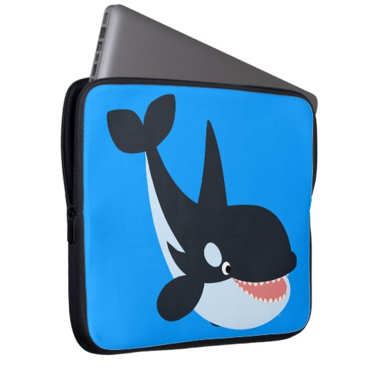 Niedlicher glücklicher Cartoon Killer Whale Laptop Laptopschutzhülle (Vorne Rechts)