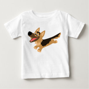Niedlicher glücklicher Cartoon-Schäferhund-Baby- Baby T-shirt