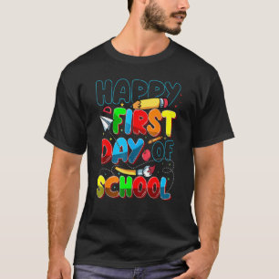 Niedlicher glücklicher erster Tag der Schulmädchen T-Shirt